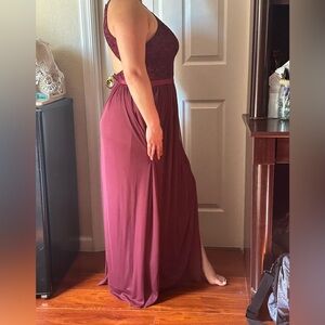 David's Bridal Burgundy Maxi Dress